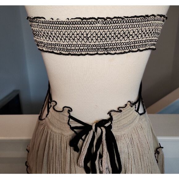 Free People Cream Backless Dress with Black Accents Size S - Picture 6 of 7